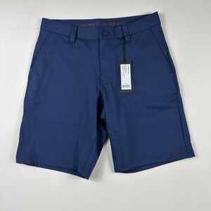 Rhone 9" Commuter Shorts Mens 28 Blue Golf Flex Knit Media Pocket Security Zip
